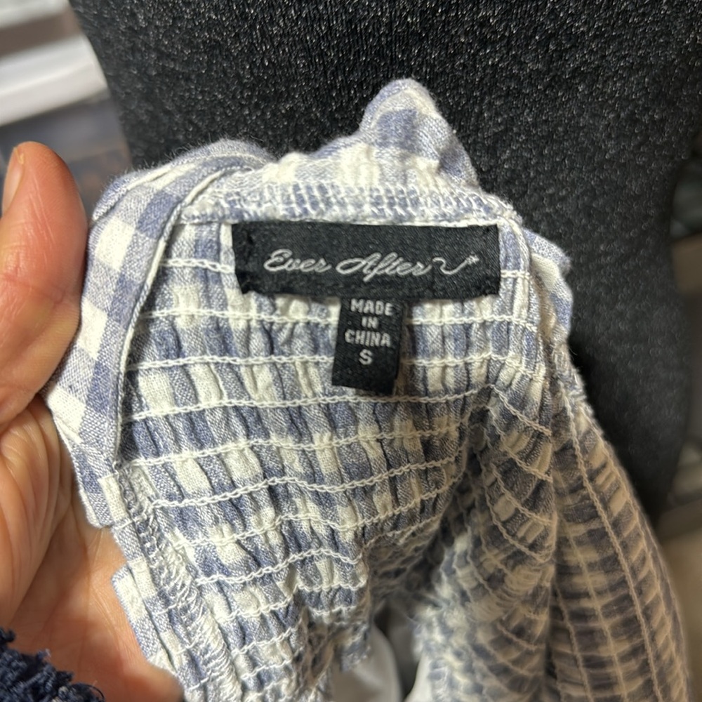 Ever after Blue and White Gingham Ruffle Dress Sz s - Picture 6 of 8